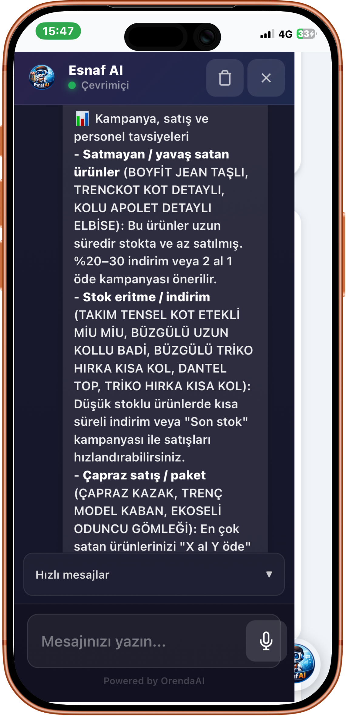 Esnaf AI mağaza asistanı: satış ve stok sorularına yapay zeka yanıtı